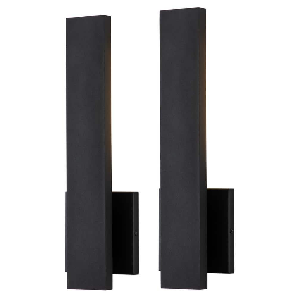 Sleek Matte Black 15" Outdoor LED Wall Sconce with Frosted Diffuser