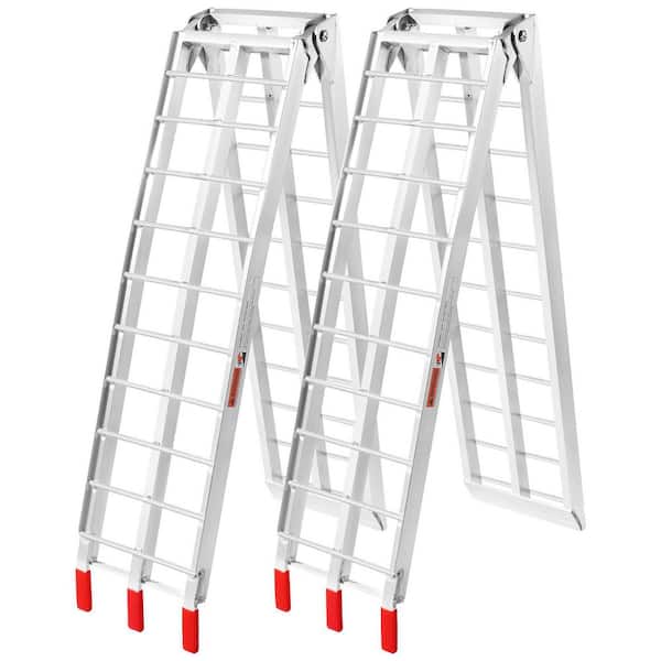 SKYSHALO 1500 lbs. Aluminum Folding Ramps, for Trucks, Trailers, Lawn Mowers Snowblower 89 in. L x 12 in. W, with Straps
