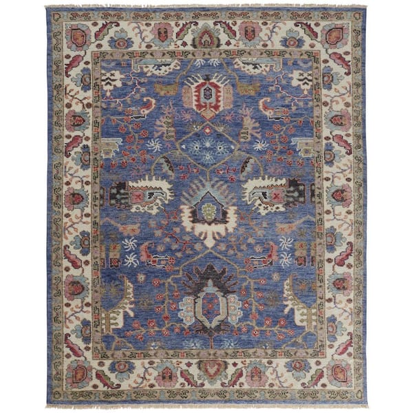 HomeRoots Blue and Beige Floral 10 ft. x 13 ft. Area Rug