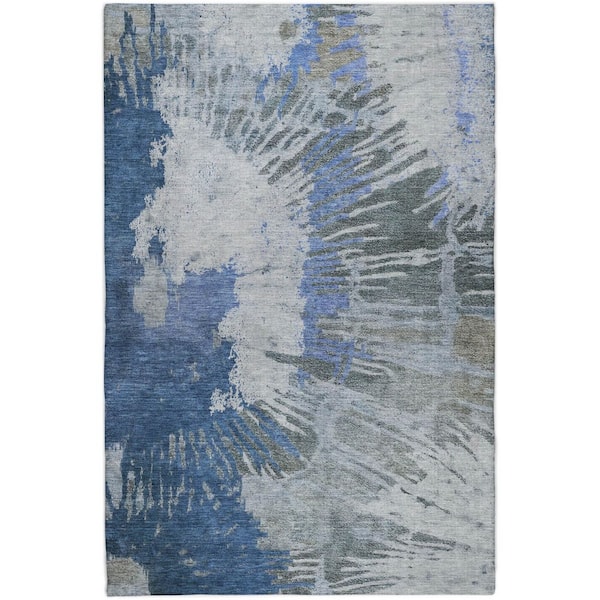 Dream Shag Premium Machine Washable Abstract ADS645 Blue 9 ft. x 12 ft. Area Rug