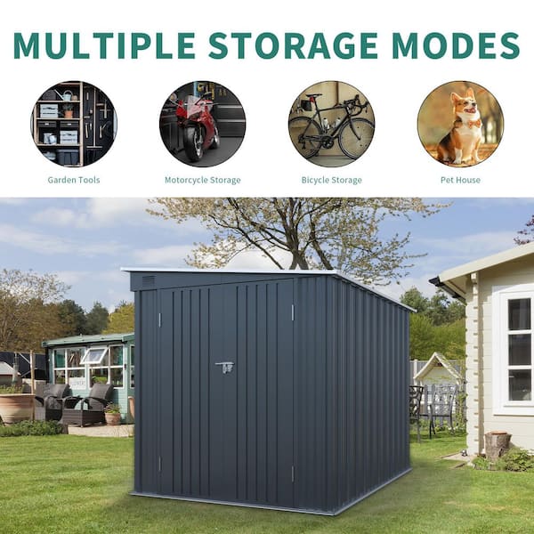 6 ft. W x 8 ft. D Metal Outdoor Storage Shedwith Lockable Double