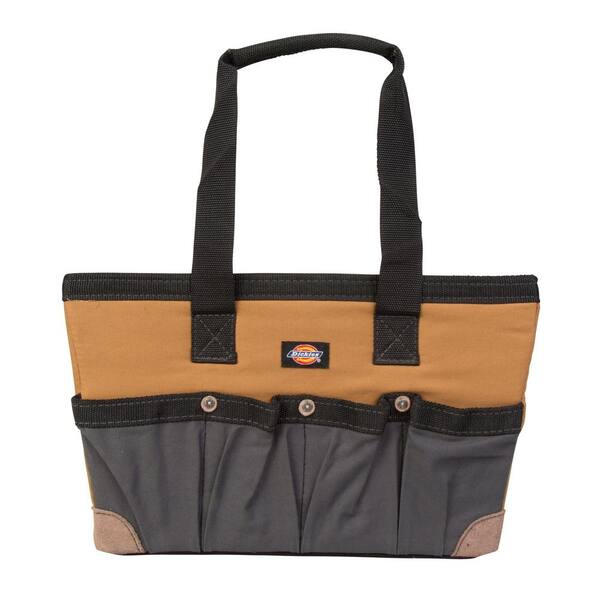 Dickies 16 in. Soft Sided Construction Work Bin Tool Tote, Grey/Tan