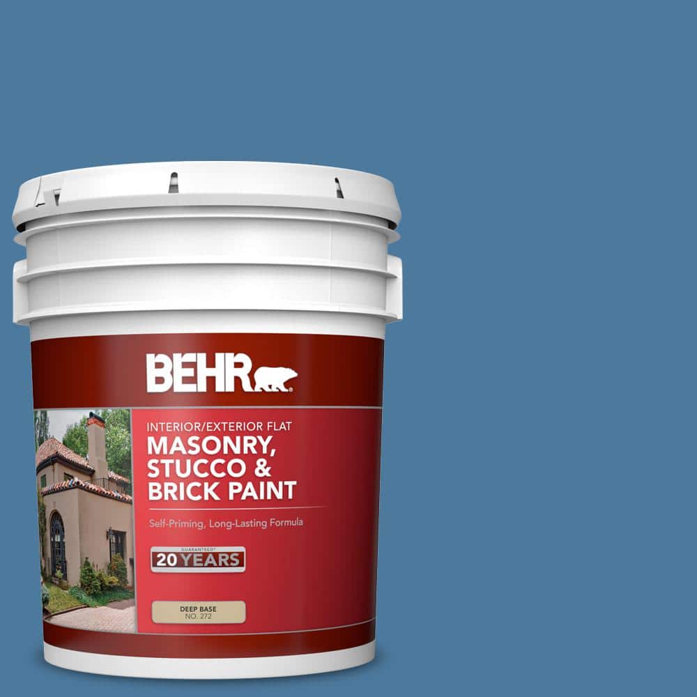 5 gal. #PPU14-02 Glass Sapphire Flat Interior/Exterior Masonry, Stucco and 