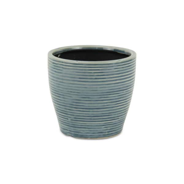 5.5 in. x 5 in. BlueIndoor/Outdoor Ceramic Decorative Pots