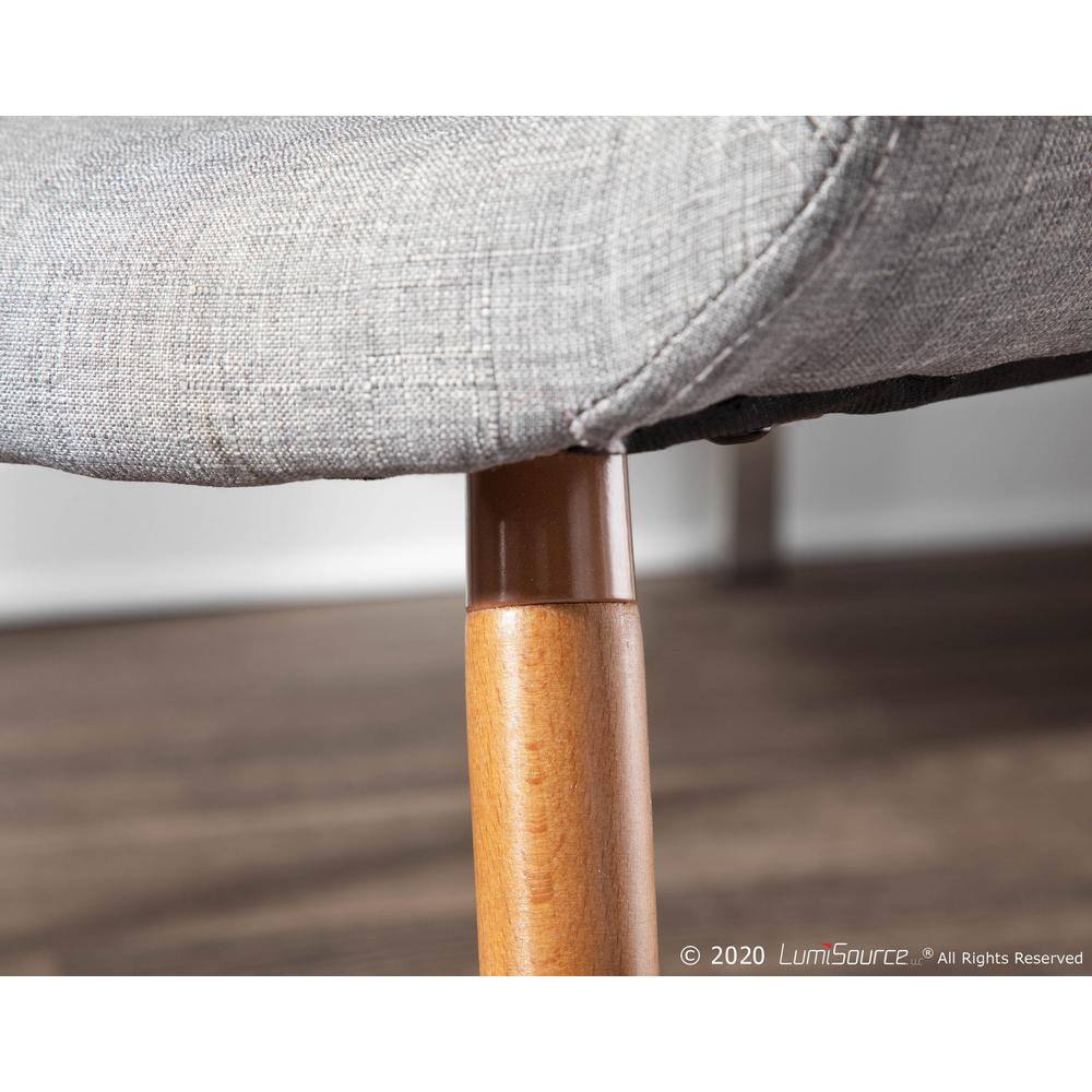 Mid-Century Modern Light Grey Parsons Arm Chair with Walnut Wood Legs