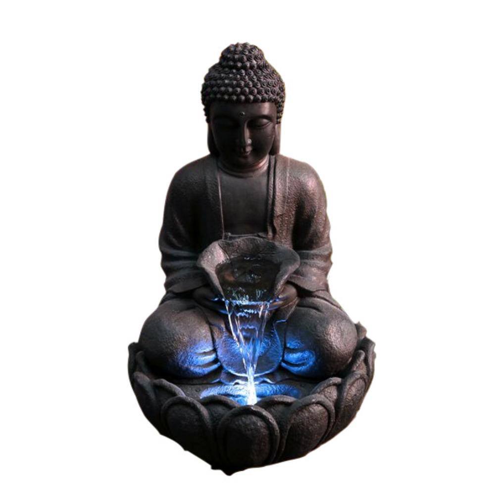 22" Meditating Buddha Zen Water Fountain with LED Light Brown - Hi-Line Gift