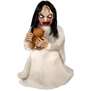 42 in. Motion-Activated Lunging Lily the Demonic Zombie Girl by Tekky, Premium Talking Halloween Animatronic