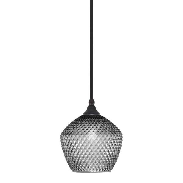 Unbranded Sparta 100-Watt 1-Light Espresso Shaded Pendant Light Mini Pendant with Smoke Textured Glass, No Bulb Included