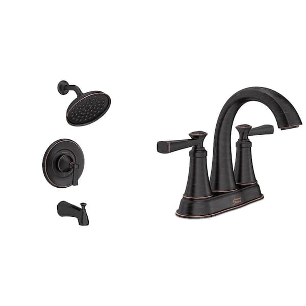 American Standard Rumson 4 in. Centerset Bathroom Faucet and Single-Handle 1-Spray Tub and Shower Faucet Set in Legacy Bronze