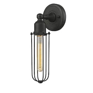 Muselet 1-Light Oil Rubbed Bronze Wall Sconce with Oil Rubbed Bronze Metal Shade
