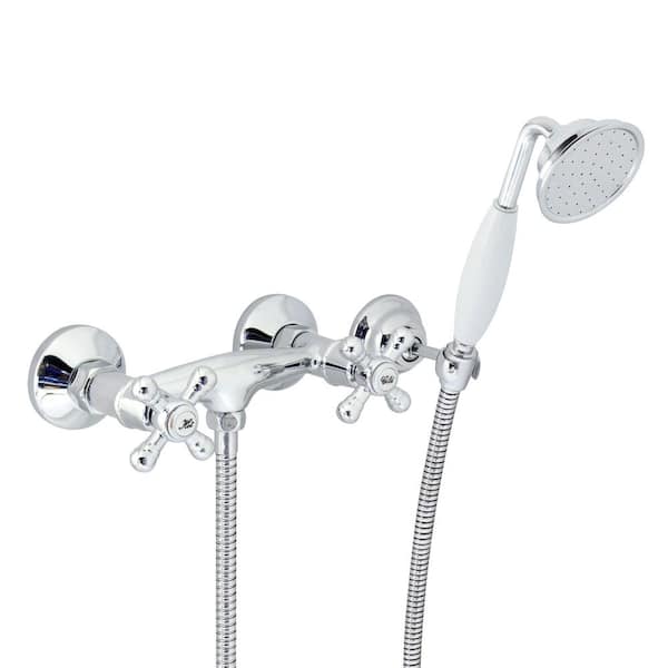 MODONA Classic 6 in. 2-Handle 1-Spray Shower Faucet with Porcelain Hand Held Shower in Polished Chrome (Valve Included)