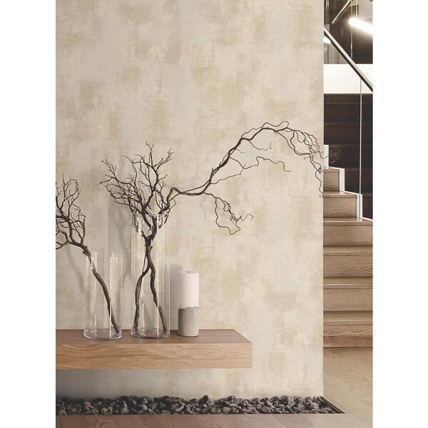 396 in. x 20.9 in. Brown Italian Plaster Wallpaper Roll