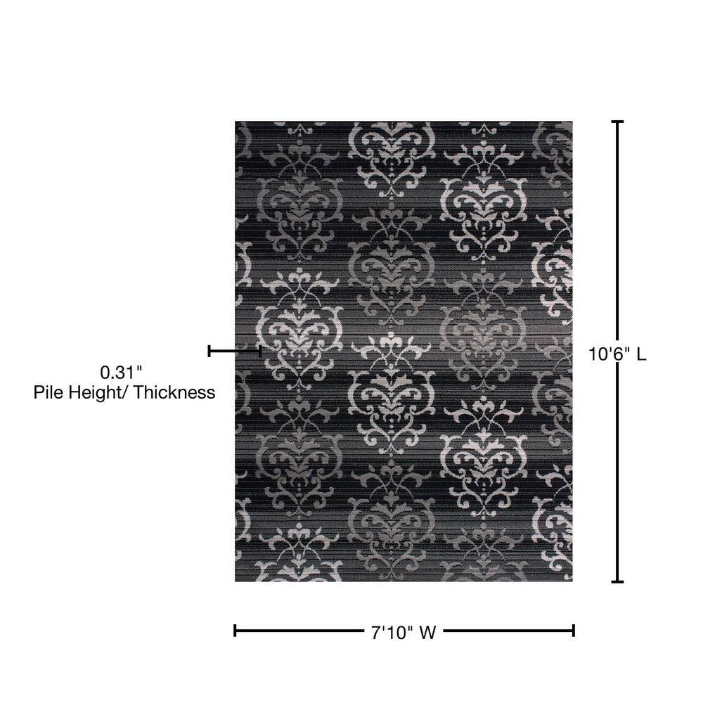 Gray and Black Synthetic Rectangular Area Rug 7'10" x 10'6"