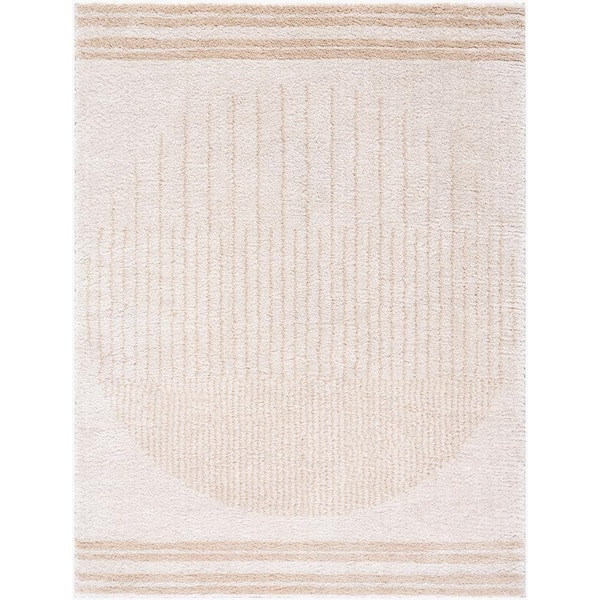 Livabliss Fossay Shag Beige 5 ft. x 7 ft. Global Indoor Area Rug