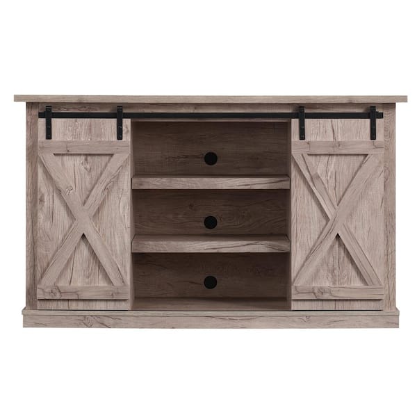 Bell'O Cottonwood 54 in. Ashland Pine Wood TV Stand Fits TVs Up to 60 in. with Storage Doors