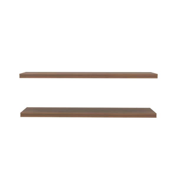Unbranded Elegant Aesthetic 47.3 in. x 1.50 in. Brown Mahogany Floating Shelves Wall Architectural Decor Set of 2-Pack