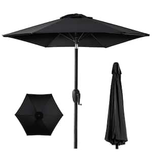7.5 ft Heavy-Duty Outdoor Market Patio Umbrella with Push Button Tilt, Easy Crank Lift in Black