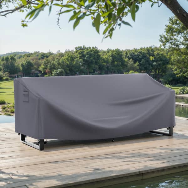 moosprr 83 in. W x 34 in. D x 28 in. H Garden Large Gray Outdoor Patio Sofa Oxford Fabric Cover