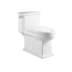 12 Inch One-piece 1.28 GPF Singal Flush Elongated Toilet in Glossy White Seat Included