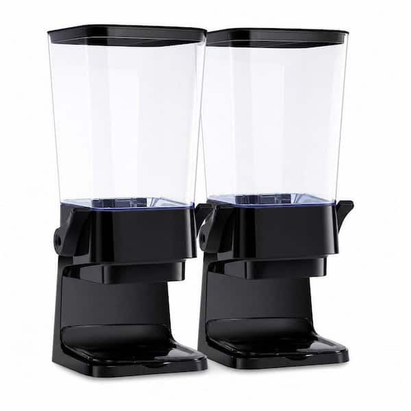 2-Piece 5 Liters Cereal Dispenser Countertop in Black, Organization and Storage Containers for Kitchen Dry Food