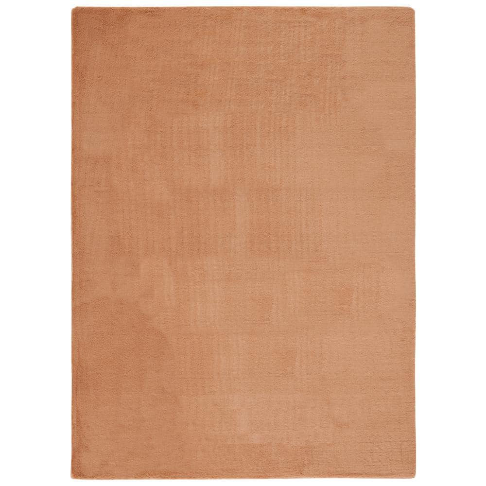 Brown Faux Rabbit Fur 6' x 9' Washable Area Rug