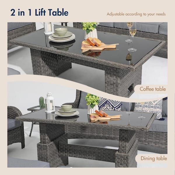 Freestyle 7-Piece Grey Wicker Outdoor Conversation Set with