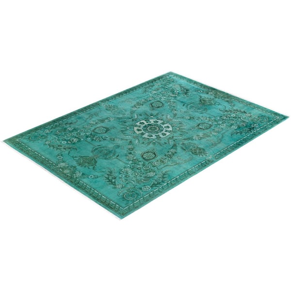 Overdyed Blue 8 ft. x 10 ft. Solid Wool Indoor Area Rug