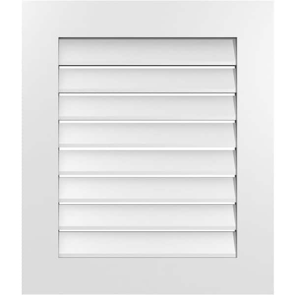 Ekena Millwork 24 in. x 28 in. Vertical Surface Mount PVC Gable Vent: Functional with Standard Frame