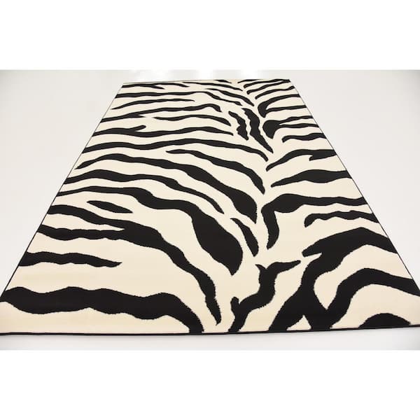 Unique Loom Wildlife Collection Animal Inspired with Cheetah Bordered  Design Area Rug, 4 ft x 4 ft, Ivory/Black