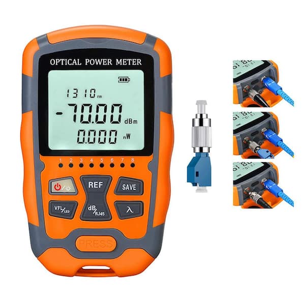 Portable Fiber Optic Tester with SC/FC/ST Interface, 10 Km Visual Fault Locator, and FC to LC Adapter