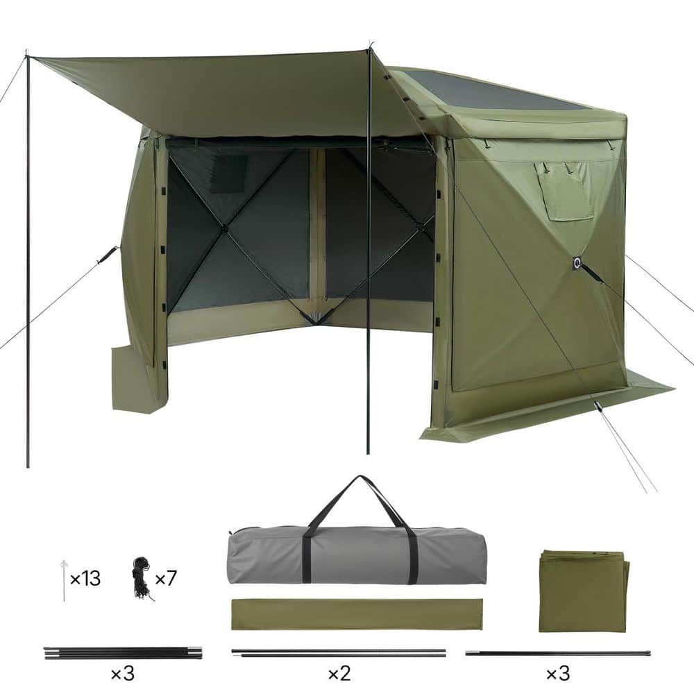 VEVOR Pop up Gazebo Screen Tent, 10 x 10 ft. Large 6-Sided Camping