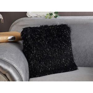 Amazing Rugs 18 in. x 18 in. Decorative Shaggy Pillow, Beige