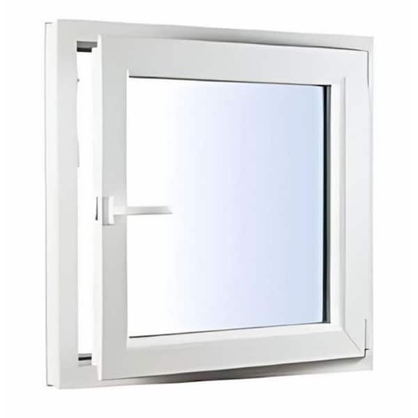 48 in. x 48 in. Elite Euro Black Exterior and White Interior Double-Pane Vinyl Tilt/Turn Window with Right Inward Swing