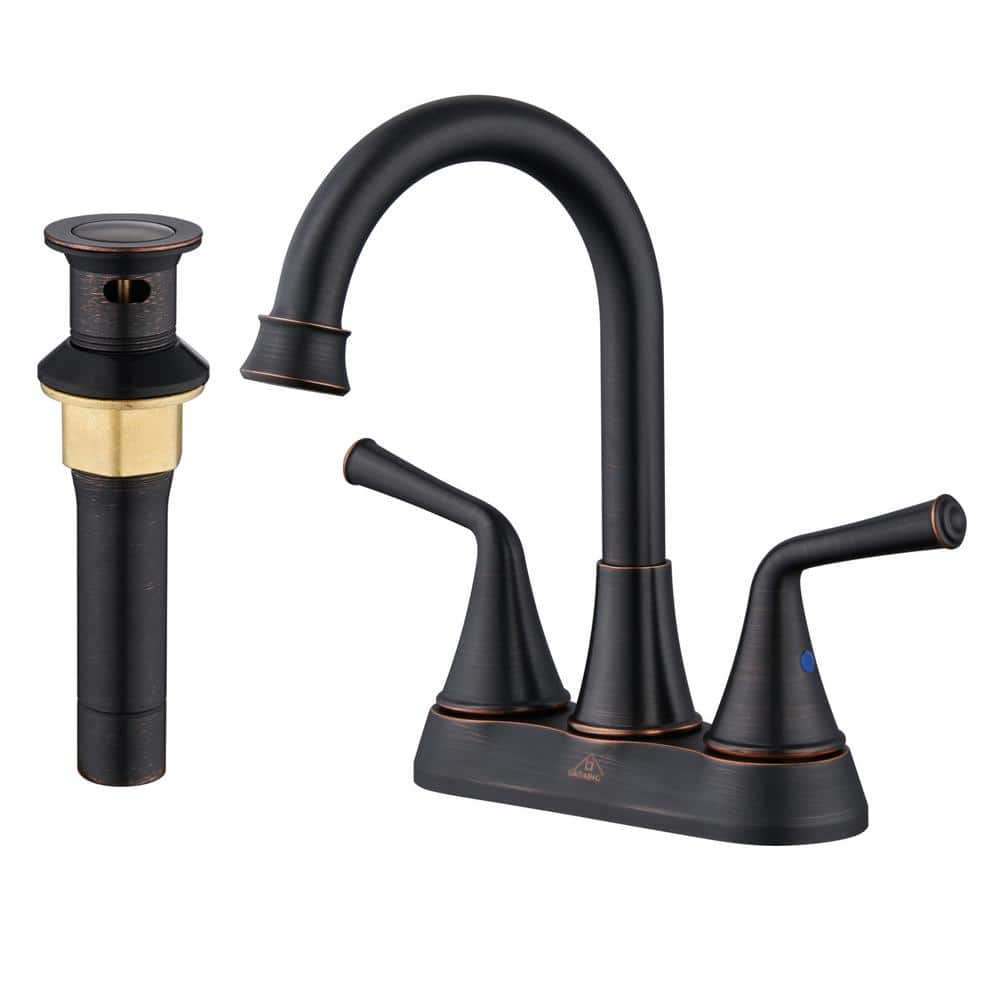 Oil Rubbed Bronze 4-Inch 2-Handle Stainless Steel Bathroom Faucet