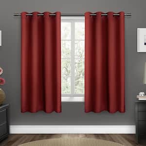 Sateen Chili Red Solid Woven Room Darkening Grommet Top Curtain, 52 in. W x 63 in. L (Set of 2)