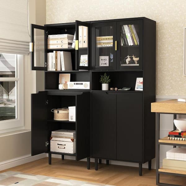 IDEAGLE Black 63 in. Accent Storage Cabinet with Adjustable
