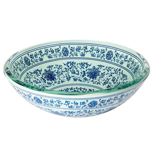 Eden Bath Ming Dynasty Glass Vessel Sink in Blue
