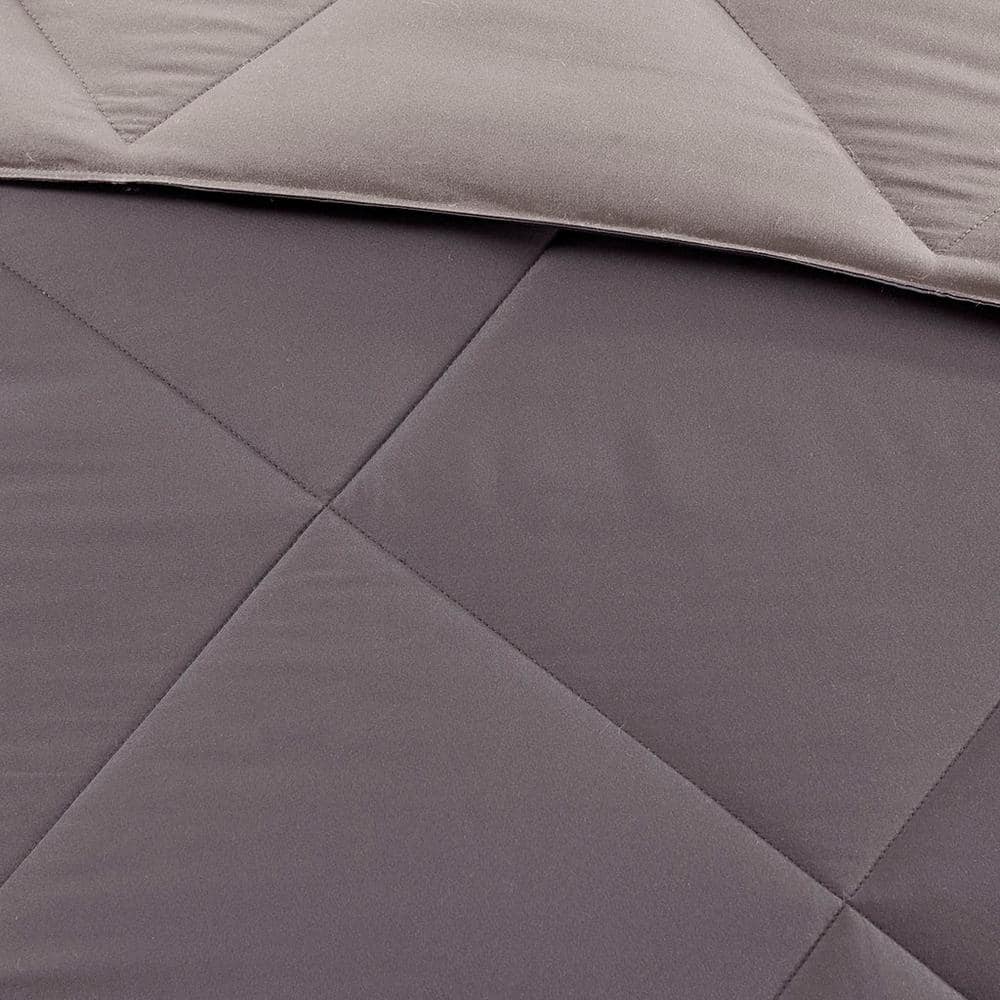 Twin Charcoal/Grey Reversible Down Alternative Comforter Set