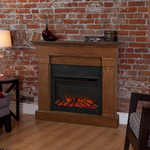 Real Flame Crawford 47 in. Slim-Line Electric Fireplace in Chestnut Oak  8020E-CO - The Home Depot