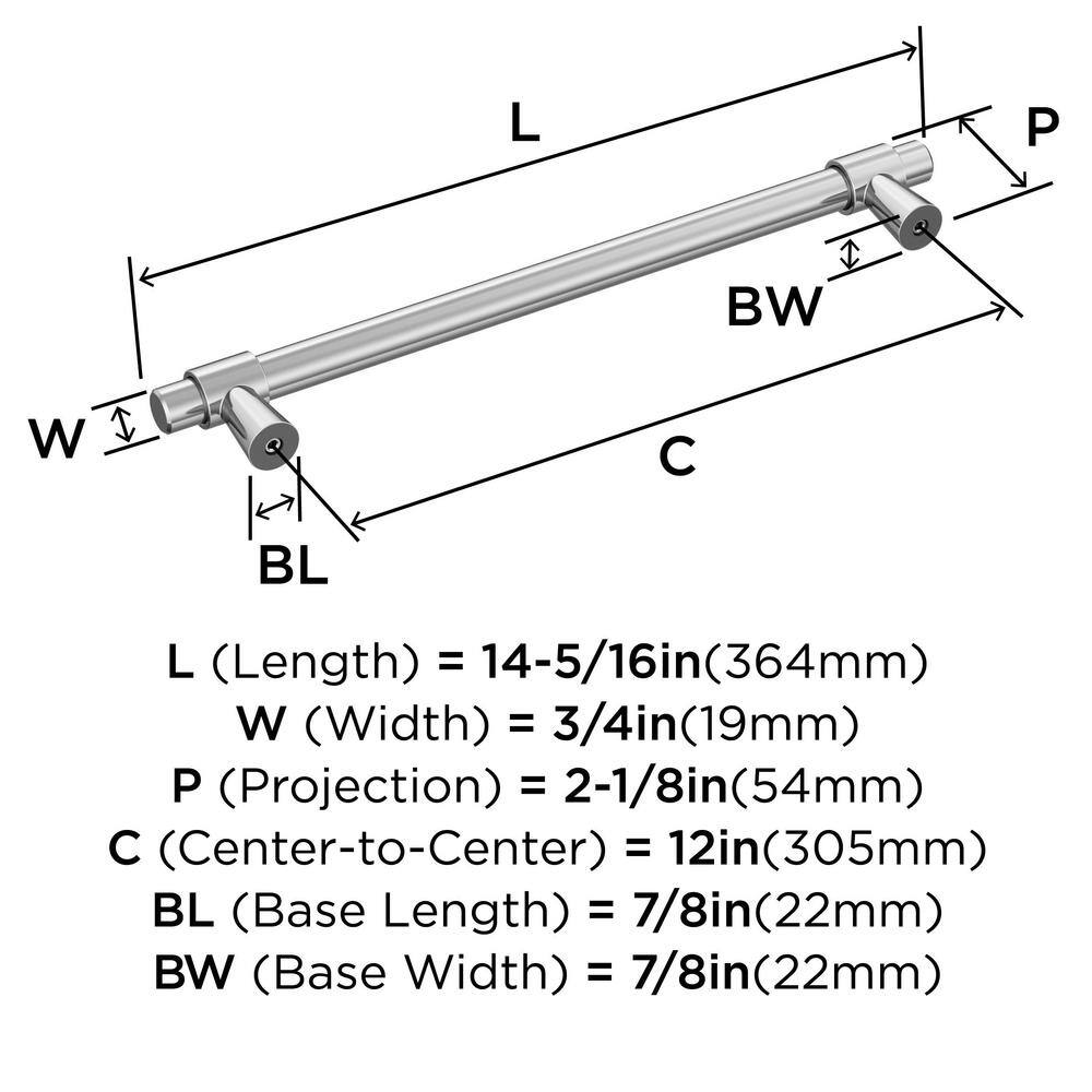 Polished Chrome 14-Inch Modern Appliance Pull with Mounting Hardware
