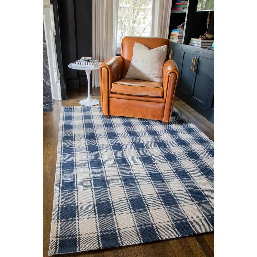 Navy Tufted Handmade Wool Rectangular 8' x 10' Rug