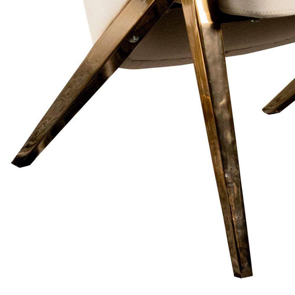 Beige Faux Leather Wingback Accent Chair with Wood Frame