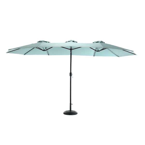 Runesay 14.8 ft. Market Patio Umbrella Double Sided Outdoor Umbrella Rectangular Large with Crank in Light Green
