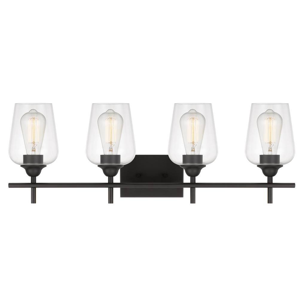 Bacchus Antique Bronze 4-Light Vanity with Clear Glass Shades