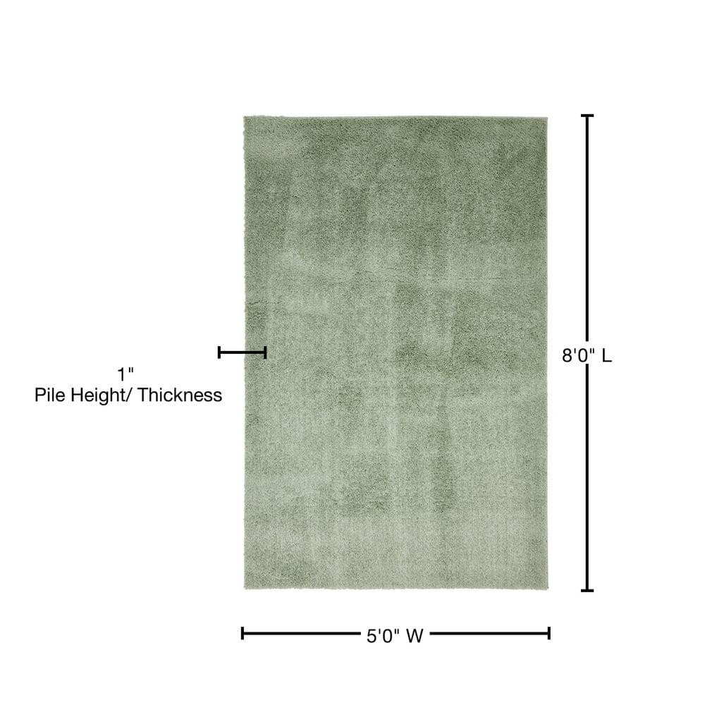 Lush Serenity Sage Green 5' x 8' Indoor Shag Rug