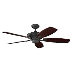Canfield 52 in. Indoor Distressed Black Downrod Mount Ceiling Fan with Pull Chain