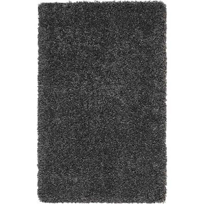 Malibu Shag Dark Grey 3 ft. x 4 ft. Shag Modern Area Rug