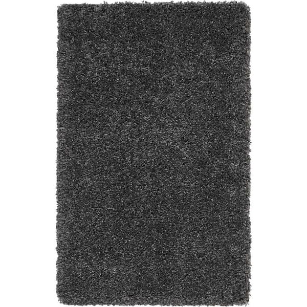 Nourison Malibu Shag Dark doormat 3 ft. x 4 ft. Shag Modern Kitchen Area Rug