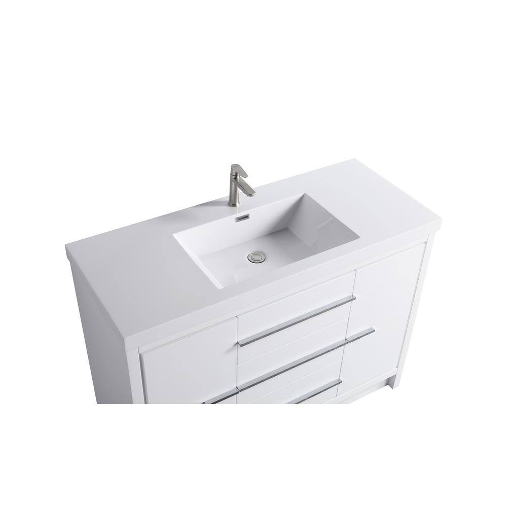 48" White Plywood Freestanding Single Sink Vanity