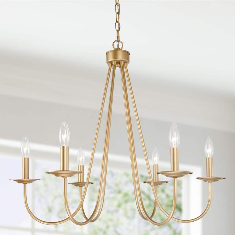 Uolfin Modern Champagne Gold Island Chandelier Akaishi 28 In. 6-Light ...